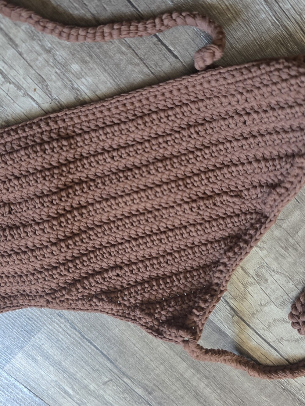 SKIMS Brown Crochet Bikini Top and Bottom Set - Picture 7 of 9